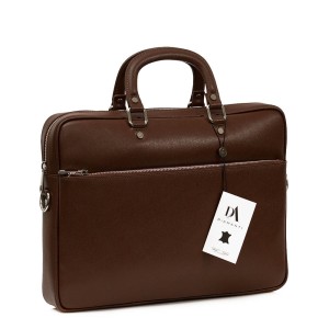 Servieta din piele naturala saffiano laptop 15" DiAmanti Vigo Maro